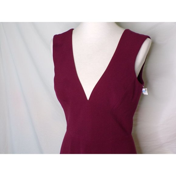 DRESS THE POPULATION Plunge Sandra Trumpet Gown Dress Burgundy Medium 6 NEW - Picture 7 of 12